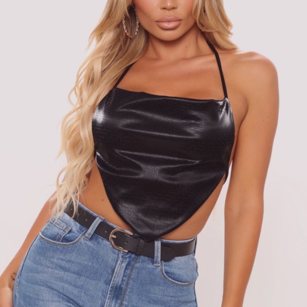 NWT fake leather top